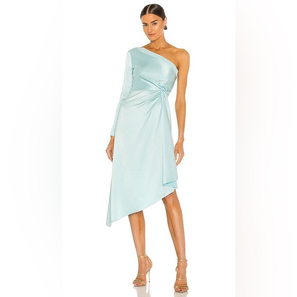 Alice + Olivia Dresses & Skirts - Alice + Olivia Dora Asymmetrical Off The Shoulder Dress in Powder Blue